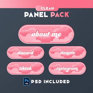 Cute Pink Twitch Panels - Minimal Pink Clouds - Stream Panels | Twitch Stream Panels | Minimal Twitch Panels