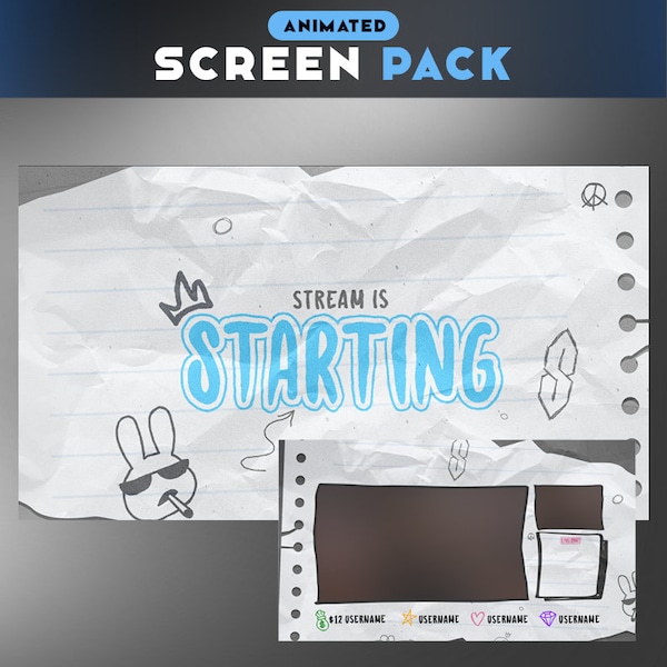 Notebook Rebel Animated Stream Overlay Pack -  Animated Twitch Stream Screens | Twitch Stream Screens, Animated Screens