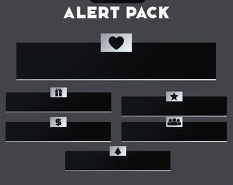 Schwarzweiße Animierte Stream Alarme - Twitch Alarme - Minimal Twitch Alarm - Kompatibel mit Streamlabs und StreamElements Einfach zu bedienen