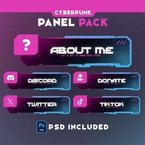 Twitch Panels - Cyberpunk Twitch Panels - Stream Panels | Twitch Stream Panels | Minimal Twitch Panels