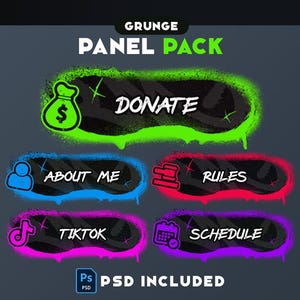 Twitch Panels - Clean Minimal Grunge - Stream Panels | Twitch Stream Panels | Minimal Twitch Panels