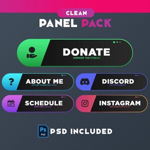 Twitch Panels - Clean Minimal Gradient - Stream Panels | Twitch Stream Panels | Minimal Twitch Panels