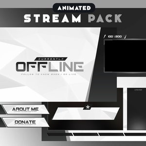 Minimal Monochrome Animated Stream Package | Twitch Overlay, Alerts, Screens, Panels, Chatbox, Transition | stream package minimalist