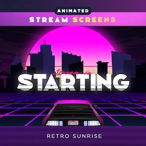 80&#39;s Retro Synthwave  Animated Stream Overlay Pack -  | Animated Stream Overlay | Screen | Twitch | Scene |