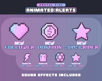 Pastel Animated Stream Alerts - Twitch Alerts -  Sub Bomb Alert - Compatible with Streamlabs and StreamElements Easy to Use - WEBM Format