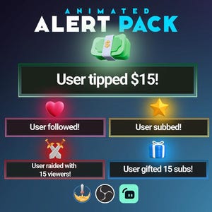 Alertes de diffusion animées - Alertes Twitch - Alerte à la bombe secondaire - Compatible avec Streamlabs et StreamElements Facile à utiliser