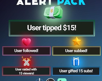 Animated Stream Alerts - Twitch Alerts -  Sub Bomb Alert - Compatible with Streamlabs and StreamElements Easy to Use