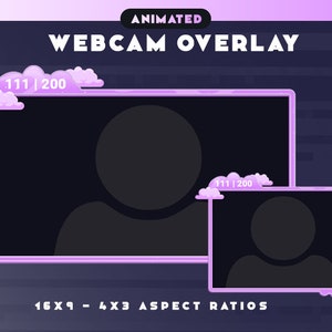 ANIMATED Pastel Pink Cloud Gradient Webcam Border Pack, Webcam Overlays for Twitch, Kick - Soft Gradient, Stars, Moon, Cosmic,