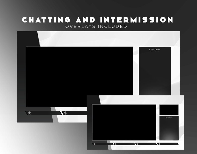 Streaming Layout Minimal Minimal Monochrome Animated Stream Package | Twitch Overlay, Alerts ...