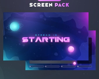 Neon Galaxy Animierte Twitch Stream Screens| Lo-fi Luftschlangen Paket | Twitch Stream Screens, Animierte Screens. Twitch Overlay Stream Pack
