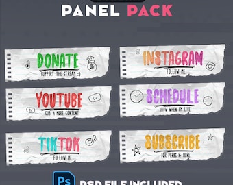 Twitch Panels - Notebook Rebel - Stream Panels | Twitch Stream Panels | Minimal Twitch Panels