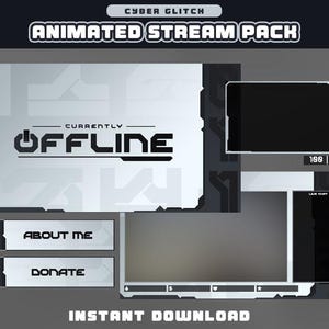 Black & White Minimal Animated Stream Package | Twitch Overlay, Alerts, Screens, Panels, Chatbox, Transition | stream package minimalist |
