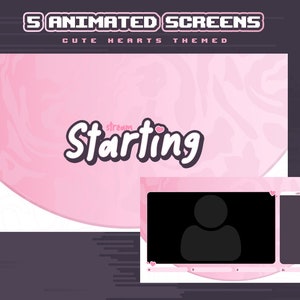 Cute  Pink Animated Twitch Screen Pack | Cute Streamer Package | Overlays, Scenes, Panels