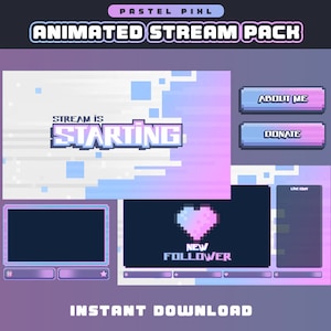 Pink Animated Stream Package | Overlays/Alerts/Screens/Panels/Chatbox/Transition | Pastel Stream Package |
