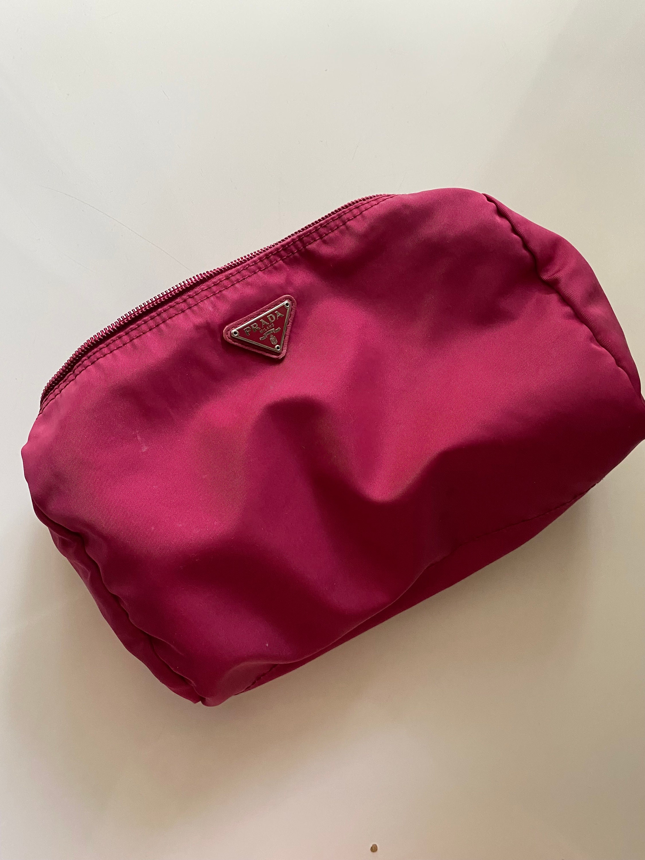 PRADA+BEAUTY+Pink+Triangle+Makeup+Bag+Pouch+Crossbody+Cosmetic+Bag+Purse+Clutch  for sale online