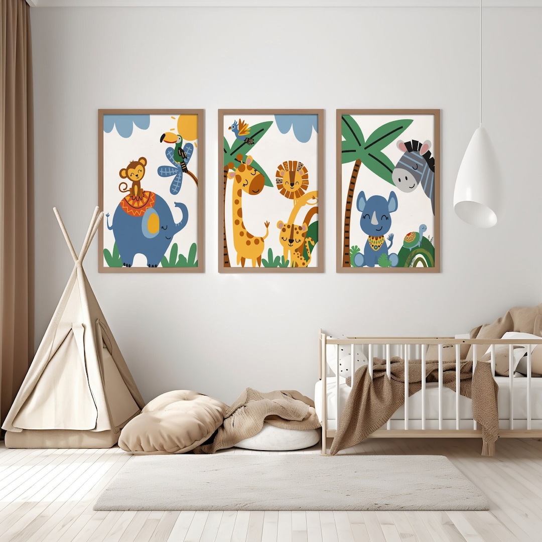 Safari Animal Print Set, Jungle Nursery Wall Neutral Baby Nursery ...