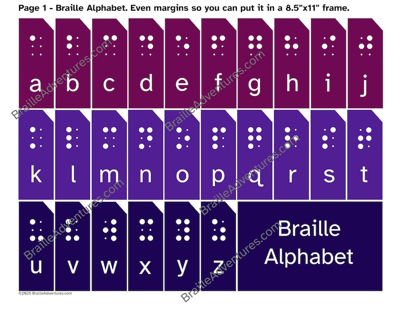 Braille Color Code Chart Uncontracted Braille Charts (unicorn) - Etsy