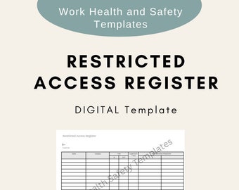 Restricted Access Register | Induction | PPE | HR | Health Safety | Workplace | Construction | Training | WHS | Compliance | Template