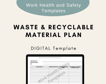 Waste & Recyclable Materials Plan Template | Construction | Workplace | WHS | Checklist | Audit | Hazard | Inspection | Compliance | Site