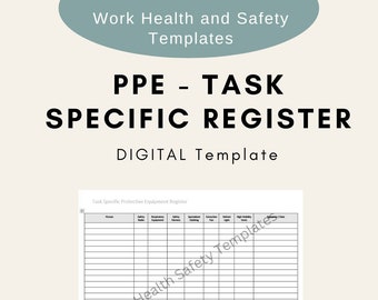Task Specific PPE Register | Personal Protective Equipment | WHS | Construction | Workplace Health Safety | Compliance | Digital Template