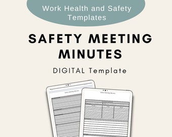 Safety Meeting Minutes Template | Workplace Consultation | Communication | WHS | Record Keeping | Printable | Instant Download | Compliance