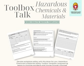Modèle de boîte à outils numérique remplie de matières chimiques dangereuses | Bâtiment | Sécurité au travail | Conformité | Réunion de consultation | FDS