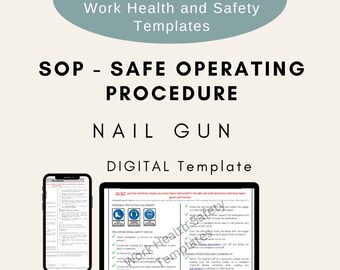 Safe Operating Procedure | SOP | Nail Gun | Induction | Health Safety | Workplace | Construction | Training | WHS | Compliance | Template