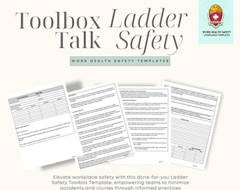 Modèle de boîte à outils numérique terminé Sécurité des échelles | Bâtiment | Lieu de travail | Conformité | Conseils | Danger | Réunion | RH | Ordre du jour