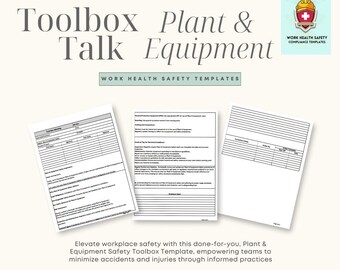 Modèle de boîte à outils numérique complétée de machines d'équipement d'usine | Bâtiment | Sécurité au travail | Conformité | Réunion de consultation | Danger
