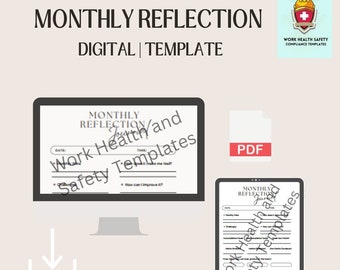 Monthly Reflection Digital Template | Progress | Goals | Positive Routine | Success | Habit | Lesson | Personal Growth | Productivity