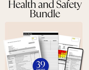 39 Page Health and Safety Management Bundle | Digital | Templates | HR | WMS | OHS | Induction | Toolbox | Hazard | Printable | Download