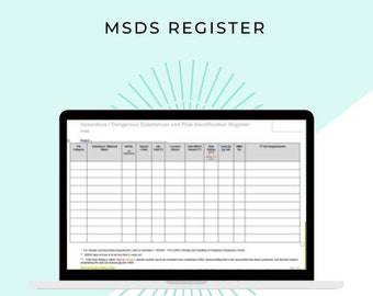 MSDS | Hazardous Material Register | Workplace Health and Safety | Plant and Equipment | Template | Material Safety Data Sheet | Chemical