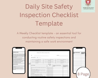 Daily Site Safety Inspection Checklist | Template | Workplace | Construction | Weekly | Compliance | WHS | Audit | Risk Assessment | Hazard