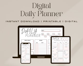 Daily Digital Planner Template | Organisation | Productivity | Tracking Progress | PDF | Schedule | Goals | Agenda | Meeting | Appointments