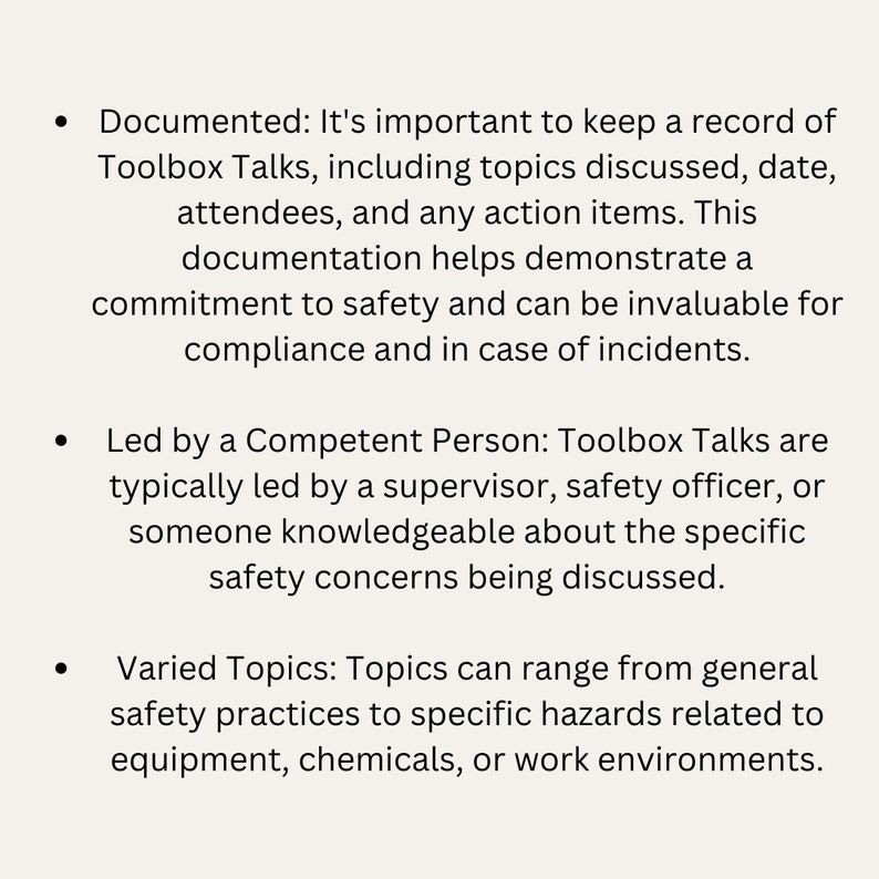 Toolbox Talk Template for Workplace Health and Safety Compliance