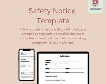 Safety Notice Template | Safety Incident Management | Workplace Hazard | Review Checklist | Corrective Action | Construction | WHS | OHS