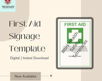 First Aid Signage | Sign | Workplace | Site | Construction | Compliance | Health Safety | Communication | Induction | Employee | Template