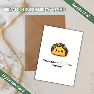 Funny Birthday Card Printables – 10 Hilarious Greeting Card Designs with Food Puns & Animal Butts | Instant Download Deluxe Bundle