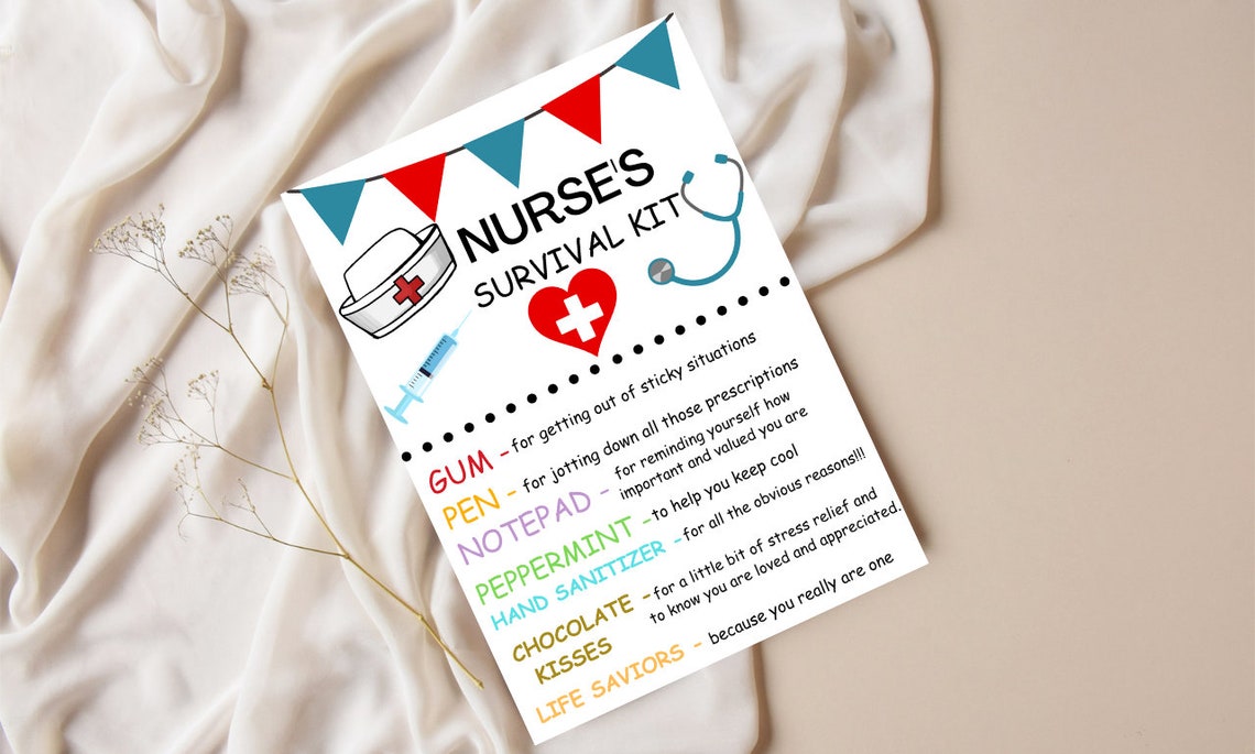 Printable Nurse Survival Kit, Nursing Survival Kit, Nurse Survival Kit ...