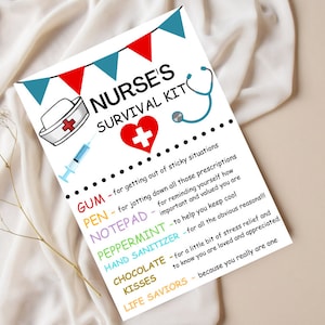 Printable Nurse Survival Kit Nursing Survival Kit Nurse Survival Kit