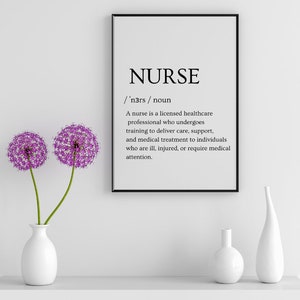 Nurse Definition Printable Wall Art: Ideal Gift for Nurses, Dictionary Style Print, Appreciation Hospital Decor