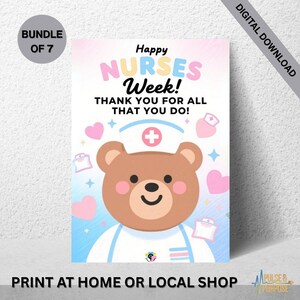 Happy Nurses Week Printable Cards – Happy Nurse Appreciation week gift for all nurses such as RN, LPN, Nicu, ICu, ER, Pediatric, Oncology