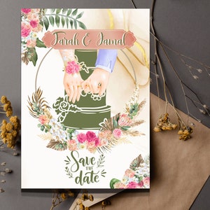 Printable digital Wedding invitation Card Template Editable Wedding Event Announcement Card, Thank You Card, R.S.V.P Wedding Bundle, CANVA