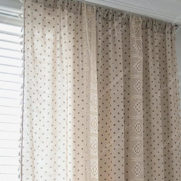 Floral Crochet Curtain: Boho Daisy Patchwork Window Drapes