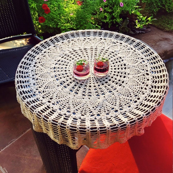 Handmade Round Crochet Cotton Tablecloth ,Lace Tablecloths for Wedding