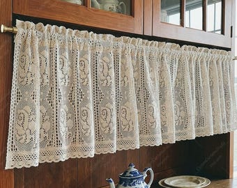 Elegant Crochet Cabinet Curtain For Kitchen : Vintage Rose Under-Sink Curtain