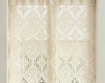 Crochet Curtains For Narrow Window,Flower Door Panels, Custom Bookcase Curtain