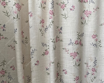 Linen Windows Curtain,Farmhouse Floral Light Filtering Drapes For Bedroom