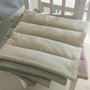 Striped Cotton Chair Cushion: Farmhouse Chair Pad For Dining, Kitchen, Office