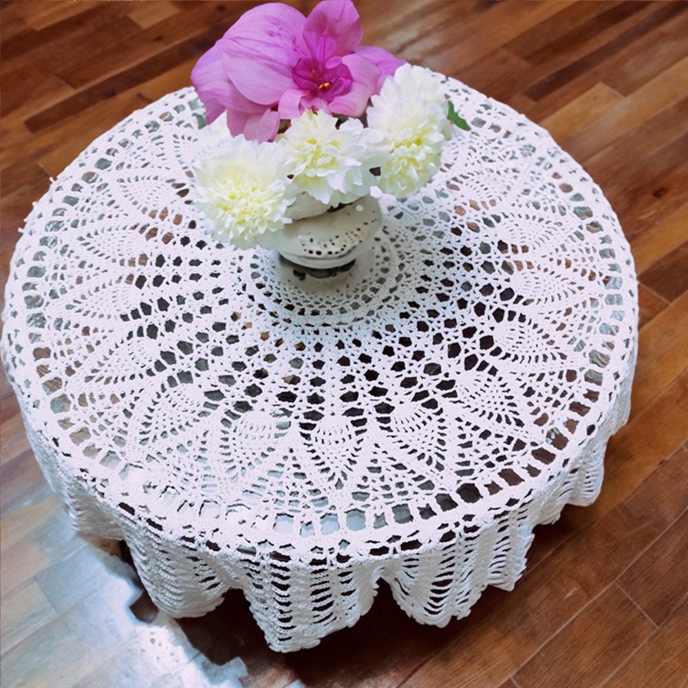 Handmade Round Crochet Cotton Tablecloth ,lace Tablecloths for Wedding ...